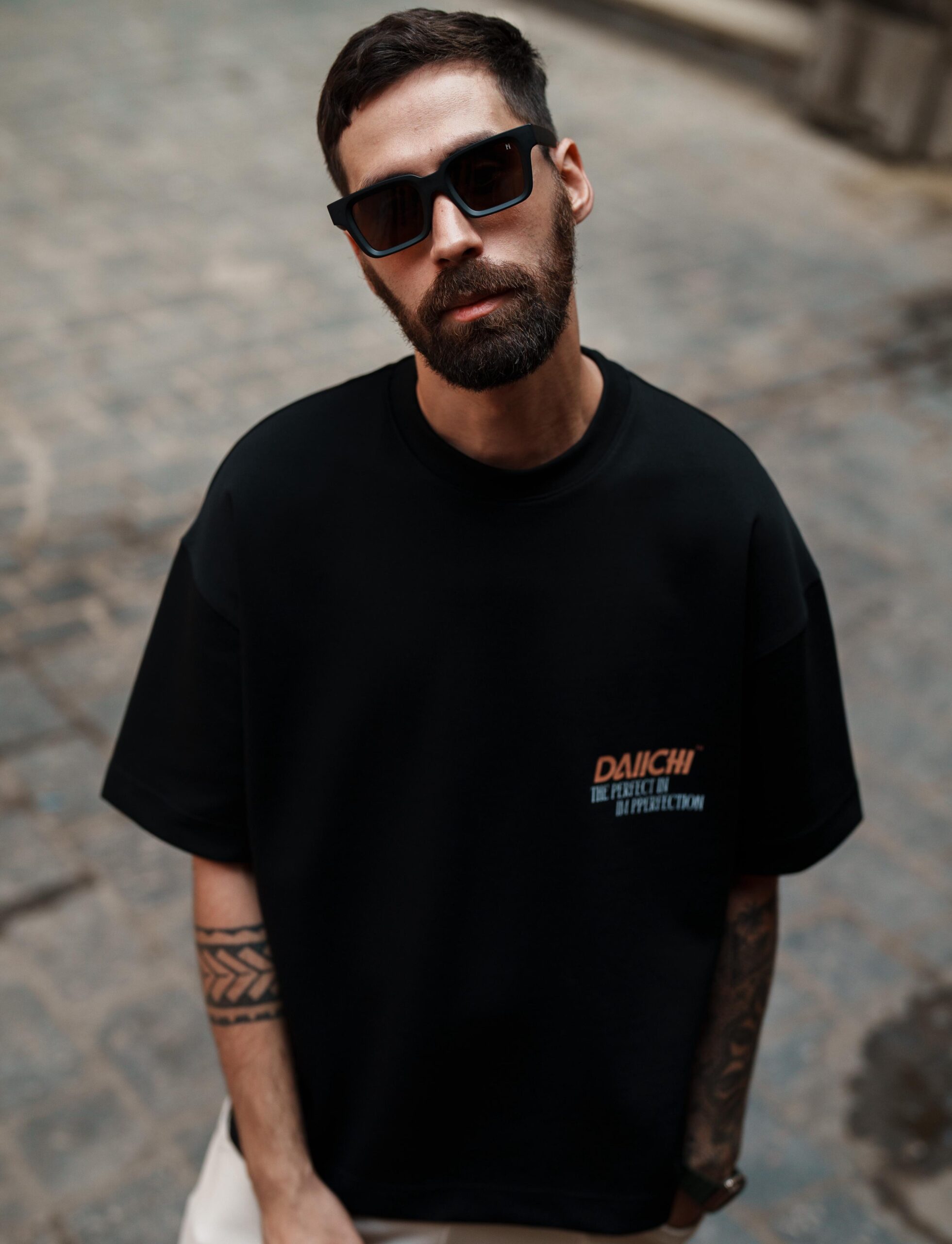DAIICHI™ Oversized “No Sense Makes Sense” Black Graphic Tee